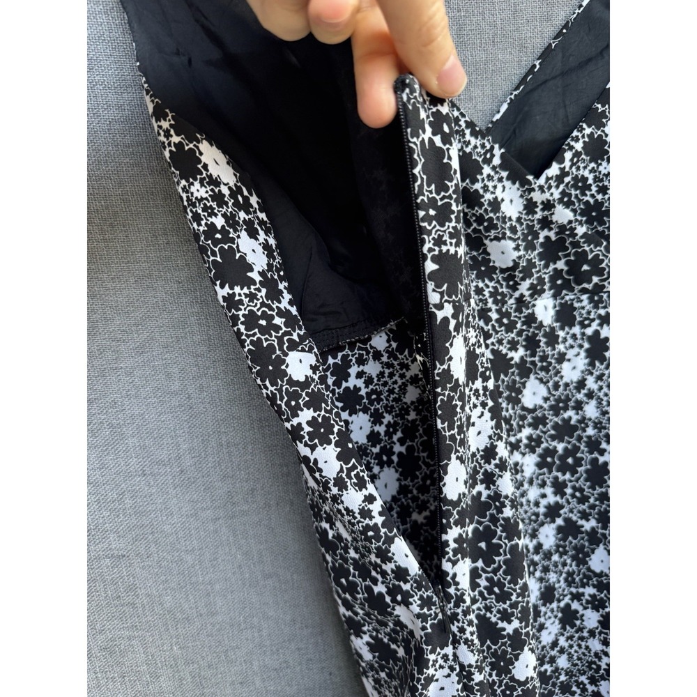 Express World Brand‎ Sz 5/6 Black White Floral Lined Sleeveless Dress Y2K Fairy - Picture 5 of 6